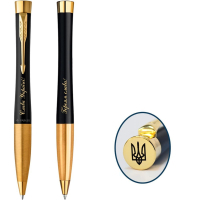 Ручка кулькова Parker URBAN 17 UKRAINE Muted Black GT BP Тризуб на торці Слава Україні (30035_T011y)