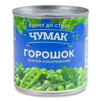 Овочева консервація Чумак Горошок зелений консервований 420 г (4820001351781)