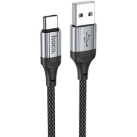Дата кабель USB 2.0 AM to USB-C 1.0m 3A nylon X102 black HOCO (6942007608770)