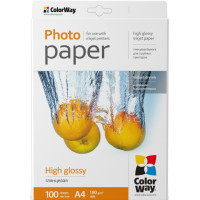 Фотопапір ColorWay A4 180г glossy 100л, картон-пак (PG180100A4)