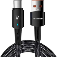Дата кабель USB 2.0 AM to USB-C 0.5m 7A 100W black Essager (EXC7A-CGB01-P)