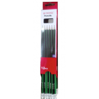 Олівець графітний H-Tone НВ, з гумкою, чорний із зеленим, уп. 12 шт (PENCIL-HT-JJ30128)