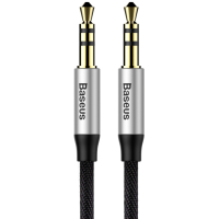 Кабель мультимедійний 3.5mm M to 3.5mm M 1.0m silver-black Baseus (CAM30-BS1)