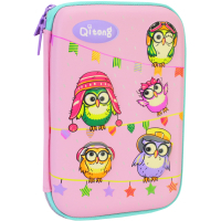Пенал Cool For School з тисненням 1 відділення Рожевий (QT-5669-Pink)