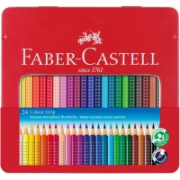 Олівці кольорові Faber-Castell Grip акварельні, тригранні, в металевій коробці 24 кольори, (112423) (25578)