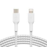 Дата кабель USB 2.0 AM to Lightning 1.0m braided white Belkin (CAA004BT1MWH)
