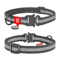 Нашийник для тварин WAUDOG Waterproof з QR металічна пряжка-фастекс Ш 25 мм Д 38-58 см сірий (260911)
