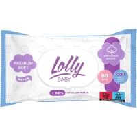 Дитячі вологі серветки Lolly з перших днів життя з клапаном 80 шт (4820174981136)
