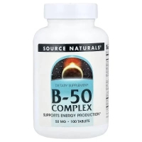 Вітамінно-мінеральний комплекс Source Naturals Комплекс вітамінів B, 50 мг, B-50 Complex, 100 таблеток (SNS-00421)