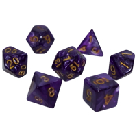 Набір кубиків для настільних ігор Games 7 Days Pearl 7 Dice Set - Dark Purple (w-gold) (g7dpearl13)