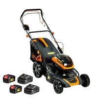 Газонокосарка GTM акумуляторна, 2×18V, 48см, самохідна, 2×4Ah, ЗП (BLM48H-SP_KIT)