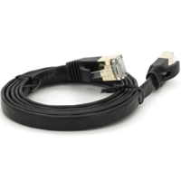 Патч-корд 1м UTP cat.7, CU, RJ45, плоский, black Weepda (PCMF-CU7/1.0Bk)