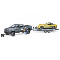 Масштабна модель автомобіля Bruder джип Dodge RAM 2500 з причепом-евакуатором і родстером (02504)