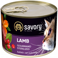 Вологий корм для кішок Savory Cat Can Adult Sterilised ягня 200 г (4820232630723)