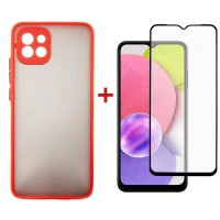 Чохол до мобільного телефона Dengos Kit for Samsung Galaxy A03 case + glass (Red) (DG-KM-23)