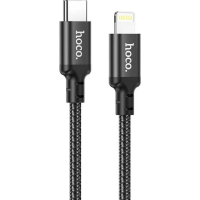 Дата кабель USB-C to Lightning 1.0m 3A 20W nylon X14 black HOCO (6931474752192)