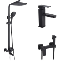 Душовий гарнітур Kroner Edelstahl Kubus-SCH063 + змішувач Edelstahl Kubus-SCH010 + змішувач Edelstahl Kubus-SCH052 (CVS30184)