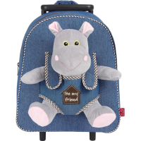 Рюкзак дитячий Perletti Toys Holly Hippo з м''якою іграшкою, на колесах, джинсовий (P13074)