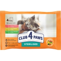 Вологий корм для кішок Club 4 Paws Premium для стерилізованих з індичкою, кроликом і куркою 4х85 г (4820269145245)