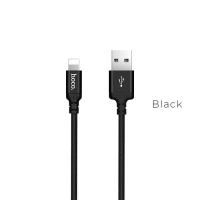 Дата кабель USB 2.0 AM to Lightning 2.0m 2A nylon X14 black HOCO (6957531062882)