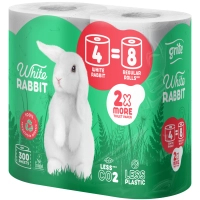 Туалетний папір Grite White Rabbit 3 шари 300 відривів 4 рулони (4770023351934)