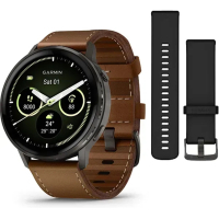 Смарт-годинник Garmin Venu 4 (45mm), Black w/ Slate + Leather, GPS смарт-годинник (010-03014-03)