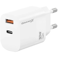 Зарядний пристрій Grand-X GaN 1xUSB-C + 1xUSB QC3.0 36W white (CH-360W)