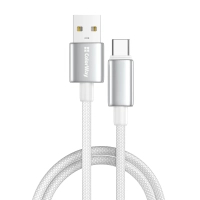 Дата кабель USB 2.0 AM to USB-C 2.0m 3A zinc alloy braided white ColorWay (CW-CBUC099-WT)