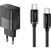 Зарядний пристрій Essager USB-C PD30W + cable USB-C to USB-C 60W black (E30JSB1-SYTT1-T)