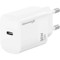 Зарядний пристрій Grand-X GaN USB-C 30W QC3.0 white (CH-390W)