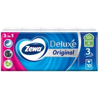Серветки косметичні Zewa Deluxe 3 шари 10 шт х 10 пачок (9011111516145)