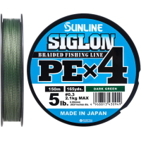 Шнур Sunline Siglon PE н4 150m 0.3/0.094mm 5lb/2.1kg Dark Green (1658.09.14)