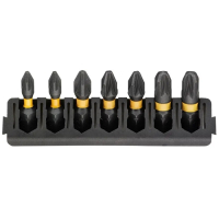 Набір біт DeWALT в касеті для Tough Case, FlexTorq, L = 25 мм, Pz1 – 2 шт, Pz2 – 3 шт, Pz3 – 2 шт (DT70812)