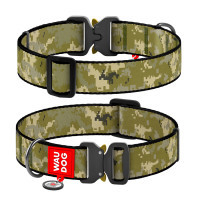 Нашийник для тварин WAUDOG Nylon з QR-паспортом "Мілітарі" металевий фастекс L (287-4026)