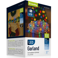Гірлянда ColorWay LED 100 10м (8 функцій) різнокольорова (прозорий кабель) USB (CW-G-100L10UTMC)